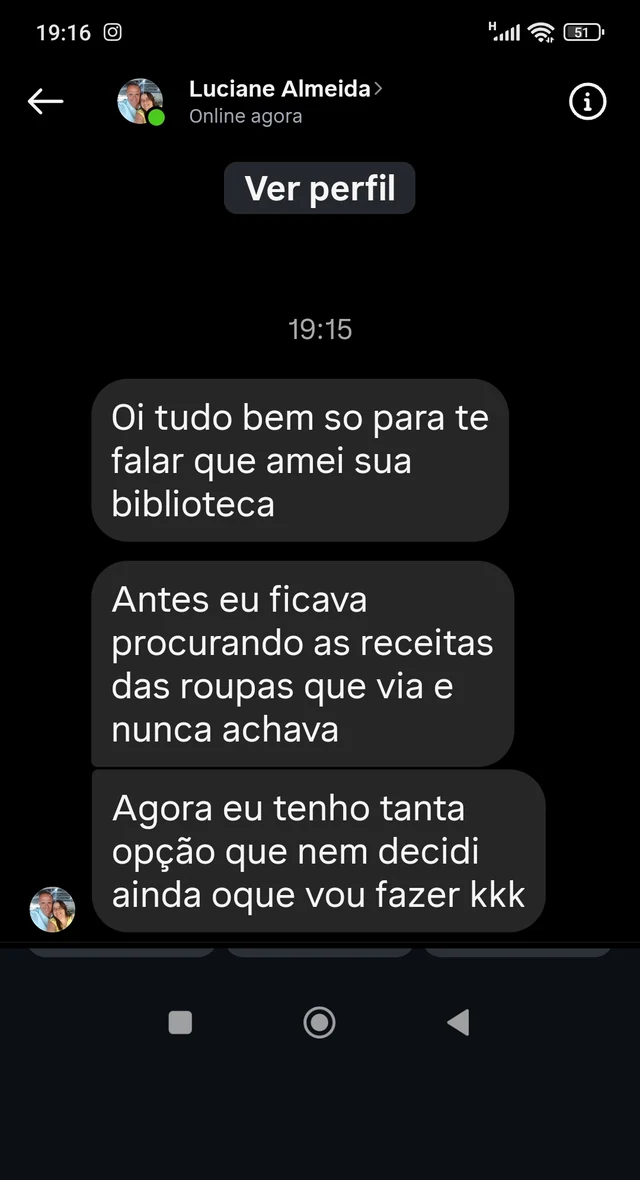 Depoimento de cliente no Instagram